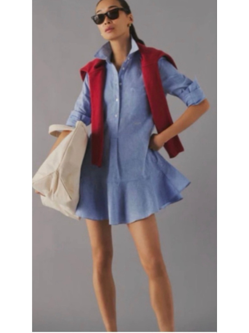 Tuckernuck Light Blue Chambray Callahan Shirt Mini Dress L NWT